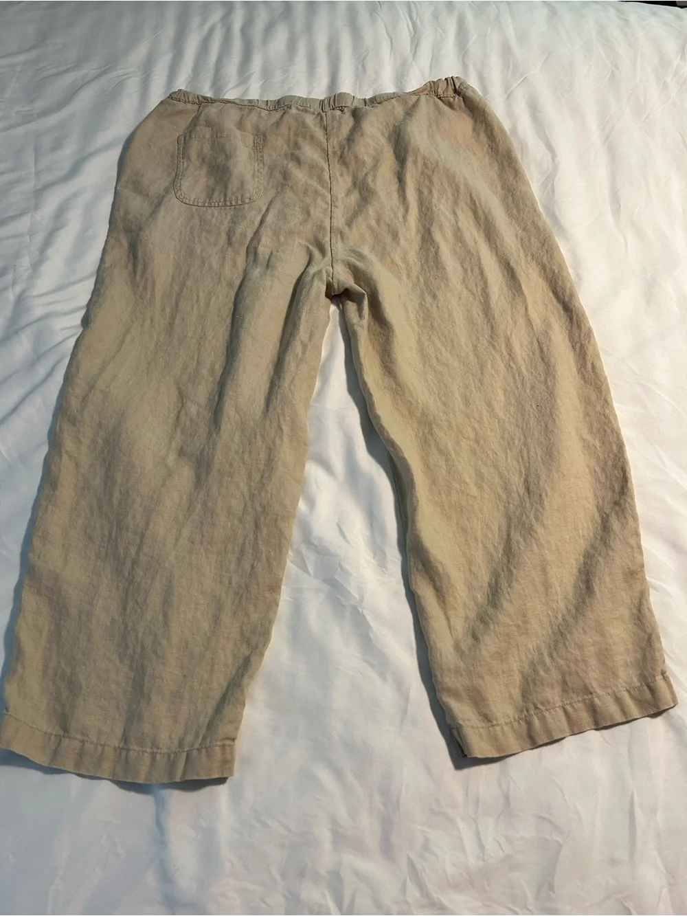 Women's Lightweight Beige Linen Blend Pants